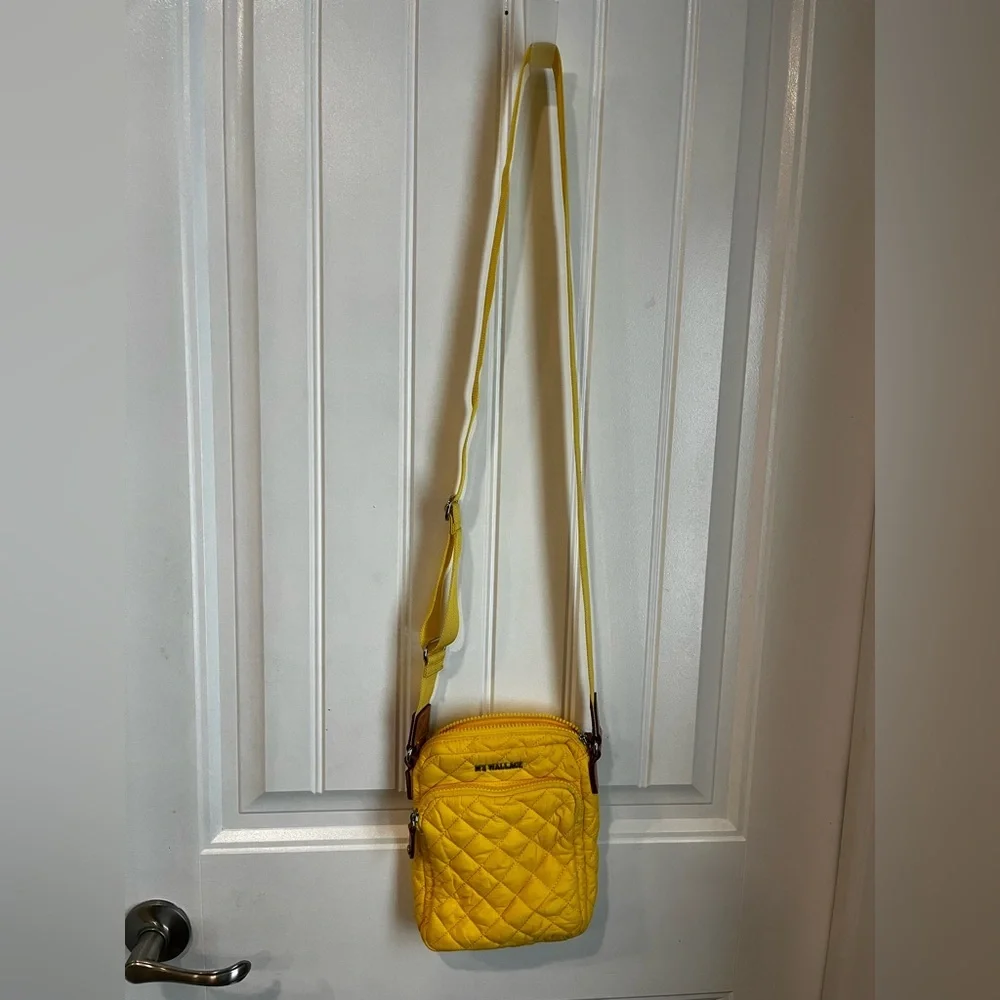 MZ Wallace Metro Quilted Nylon Crossbody Bag Bright Yellow - Picture 3 of 11